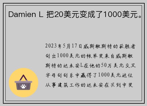 Damien L 把20美元变成了1000美元。